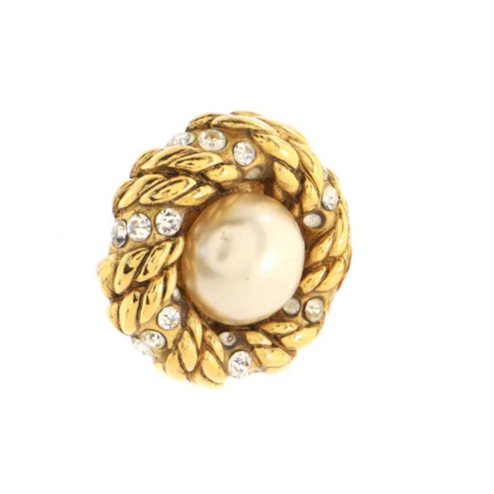 Auth Chanel Vintage Round Clip-On Earring Earrings Metal Jebwa 2J140 - Picture 2 of 4